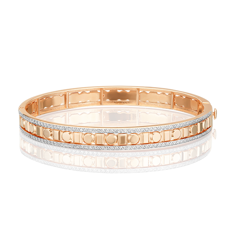 Браслет жесткий из комбинированного золота с фианитами