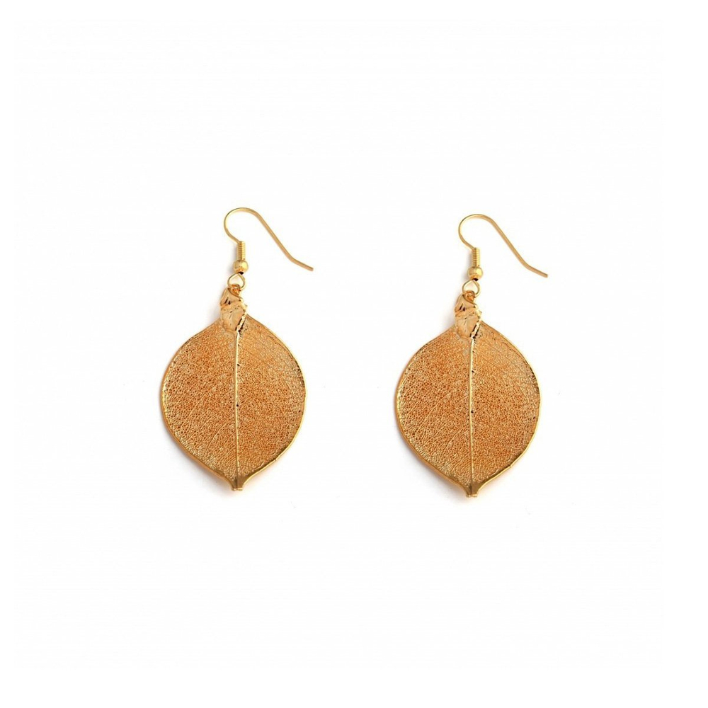 Серьги листья Ester Bijoux Орех LF88C-G BR