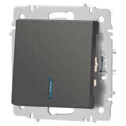 Выключатель Intro Accent 6-102-07 с подсветкой, 10А-250В, IP20, СУ, AL/CU, графит | Intro