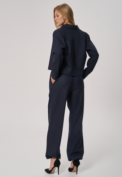 Рубашка-жакет укороченная синяя