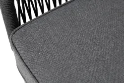 "Канны" диван модульный плетеный из роупа, каркас алюминий темно-серый (RAL7024) муар, роуп темно-серый круглый, ткань темно-серая 027