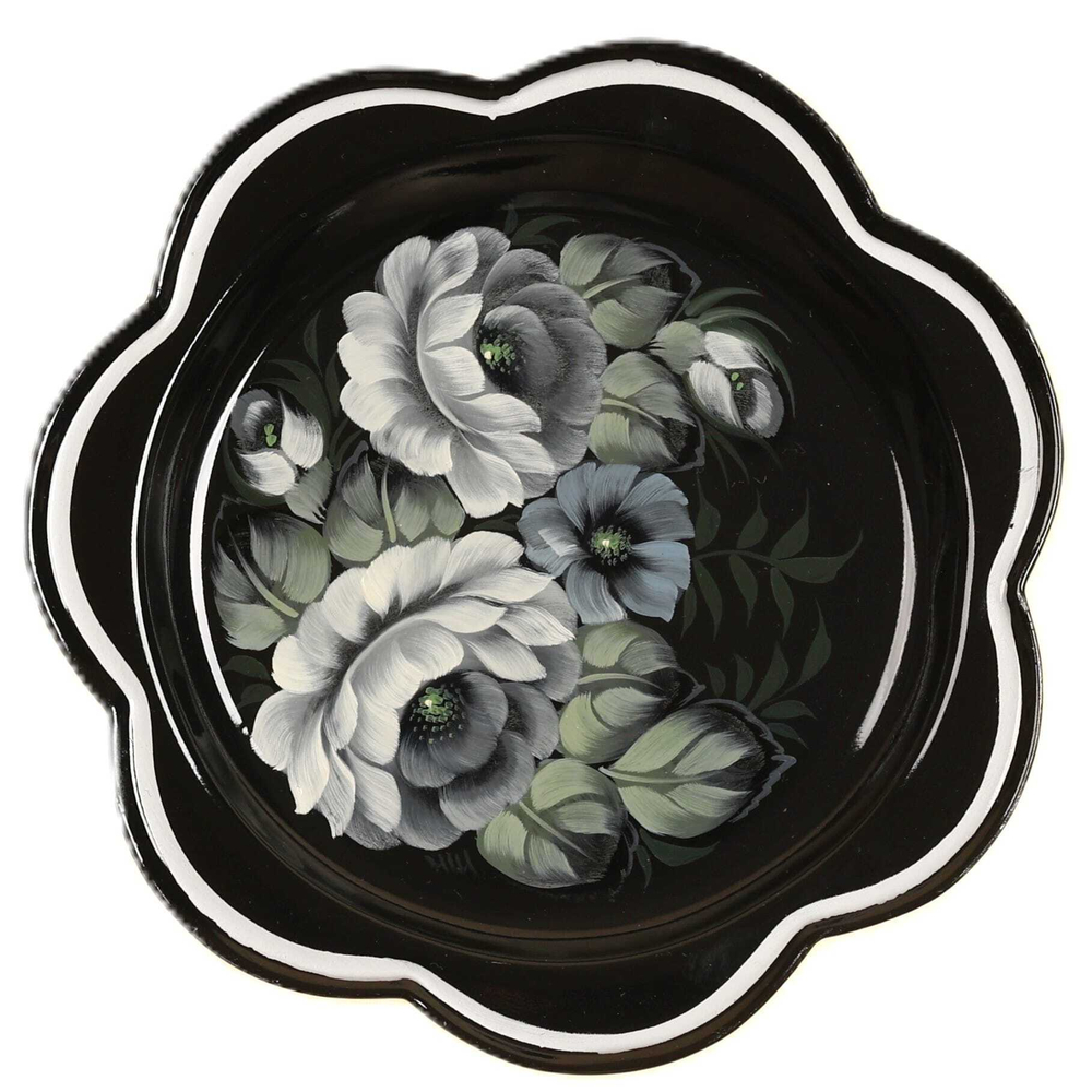 Жостовский поднос декоративный, размер 18 см (A1), металлический