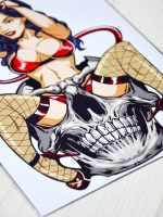 Наклейка - Девушка в черепе