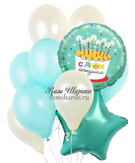 Букет шаров "Мятный на День Рождения"