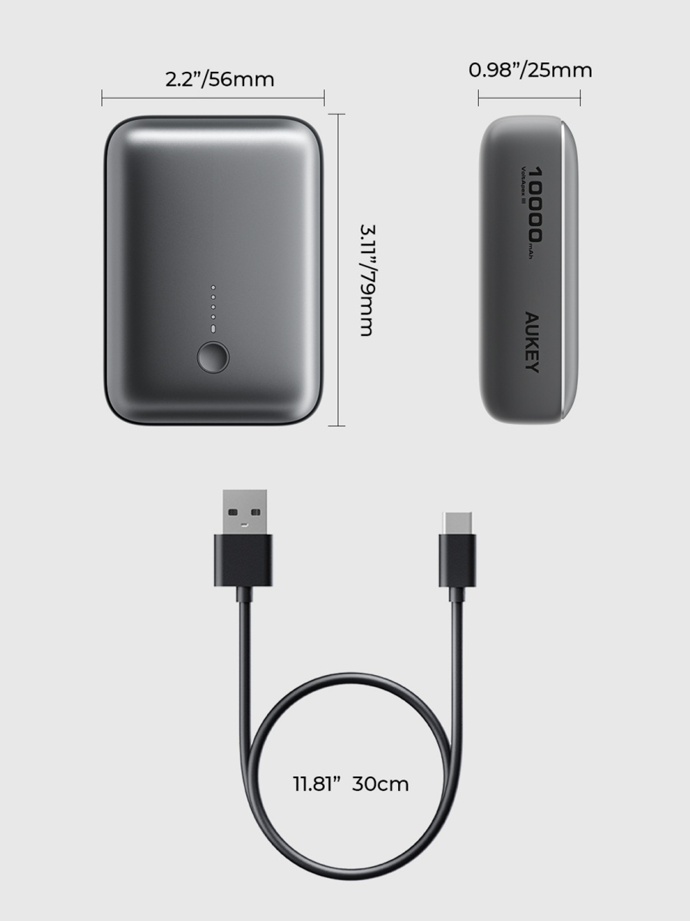 Внешний аккумулятор Aukey PB-Y55 10000 мАч серый