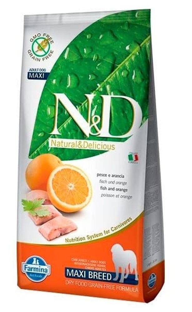 Сухой беззерновой корм N&D для собак крупных и средних пород из свежей сельди с апельсином 2,5кг Сухой беззерновой корм N&D для собак крупных и средних пород из свежей сельди с апельсином 2,5кг