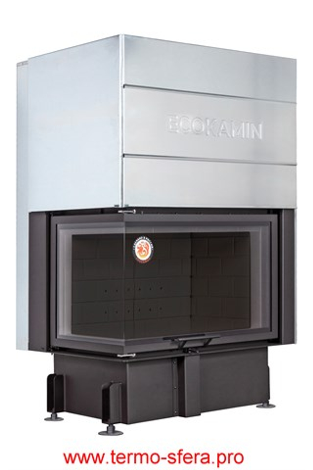Каминная топка Экокамин ДЕЛЬТА 800 LB два стекла левая принтинг черный шамот 