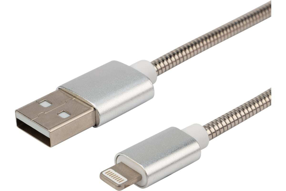 Кабель USB Lightning REXANT для iPhone металлическая оплетка 1м 18-4247