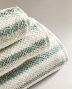 Zara Home - Жаккардовое банное полотенце с геометрическим рисунком, синий, 50х90 см