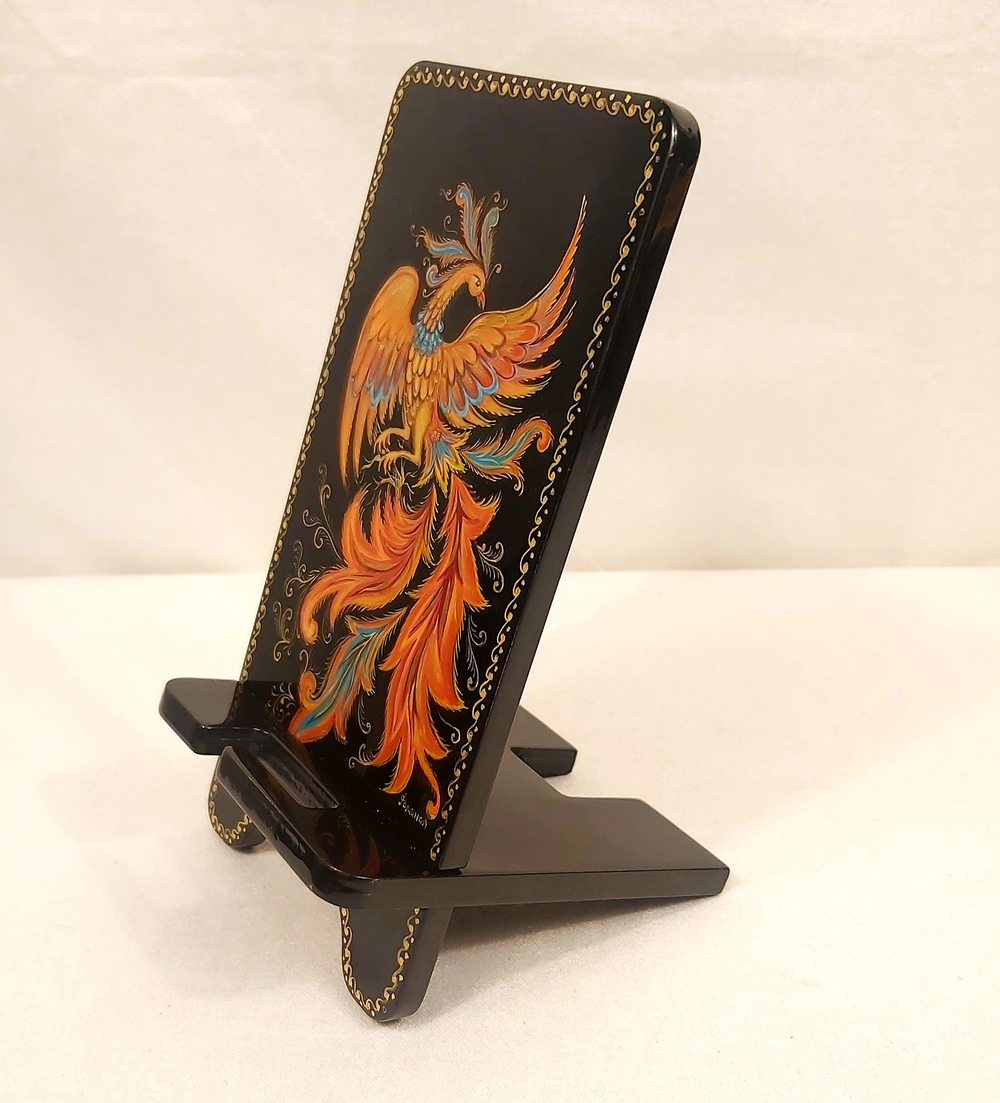 Сувенирная подставка для телефона с росписью Палех "Жар-птица"
