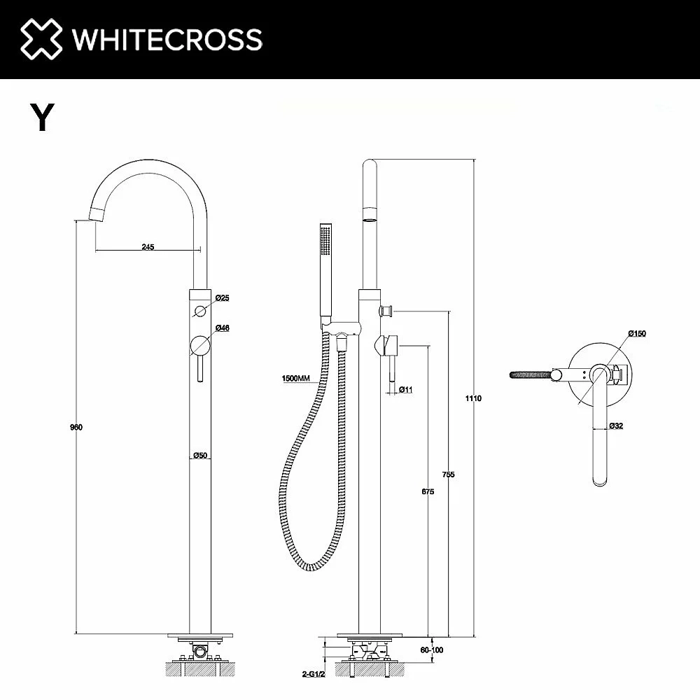 Смеситель для ванны WhiteCross Y Y1233GLB матовое золото