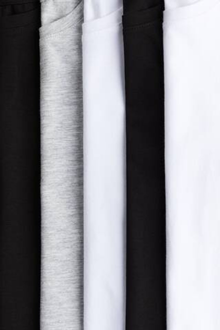 H&M Набор из 5 футболок из хлопкового джерси, белый/серый