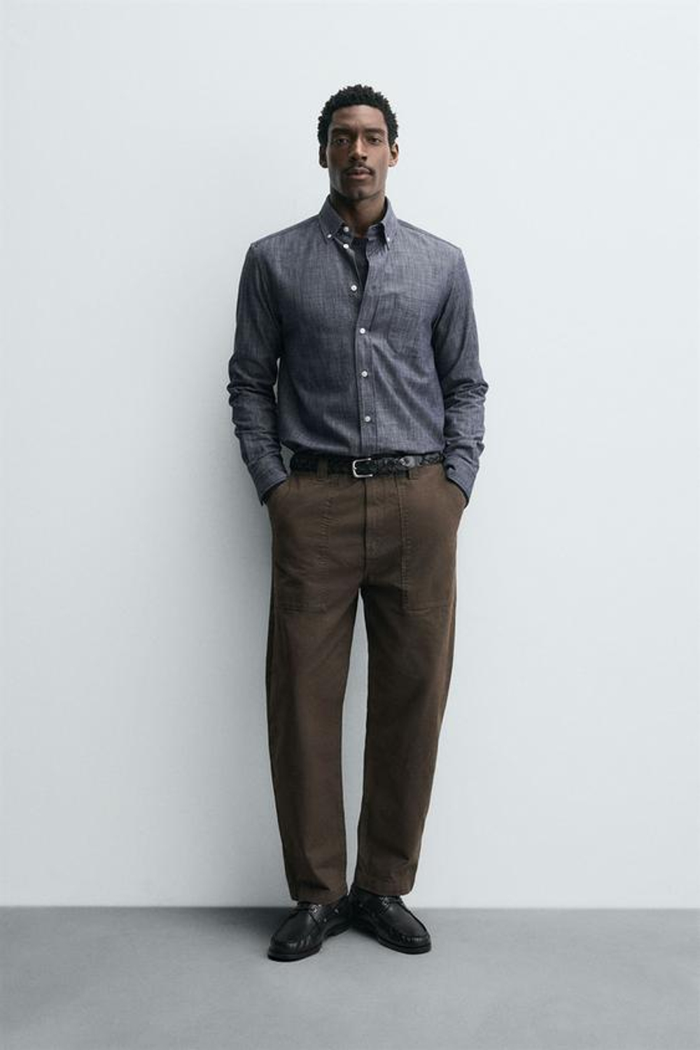 ZARA БРЮКИ STRAIGHT FIT С ЭФФЕКТОМ ПОТЕРТОСТИ, КОРИЧНЕВЫЙ