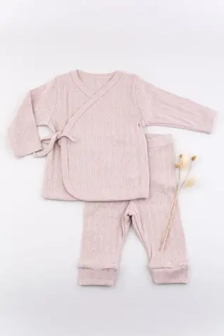 Комплект распашонка-кимоно штанишки ажур Biniboo пудровый