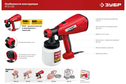 Электрический краскопульт ЗУБР 500 Вт КПЭ-500