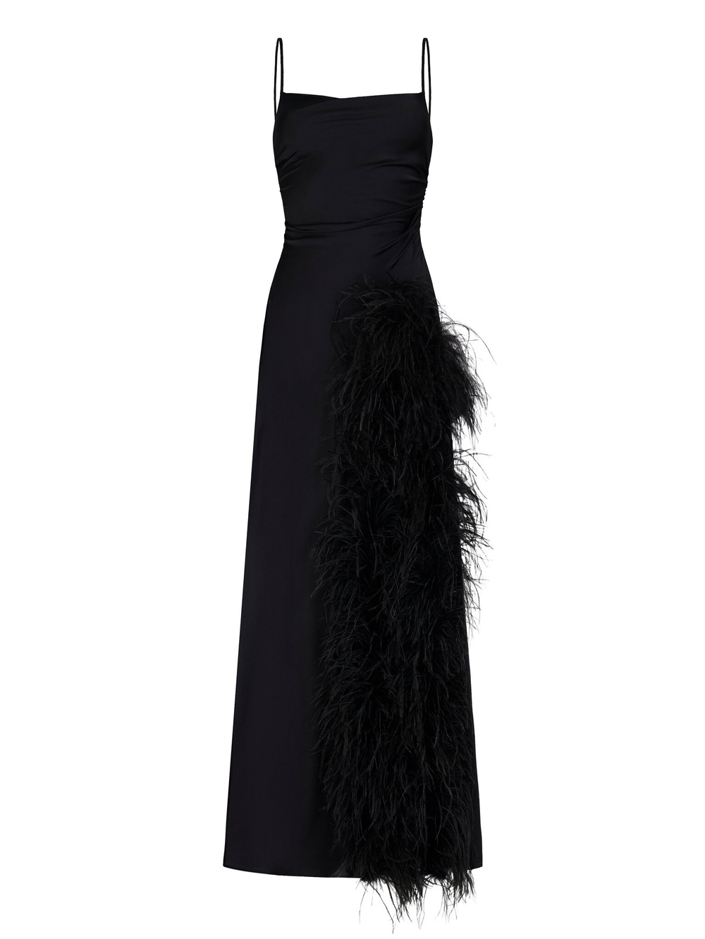 Платье Star макси с перьями, черный