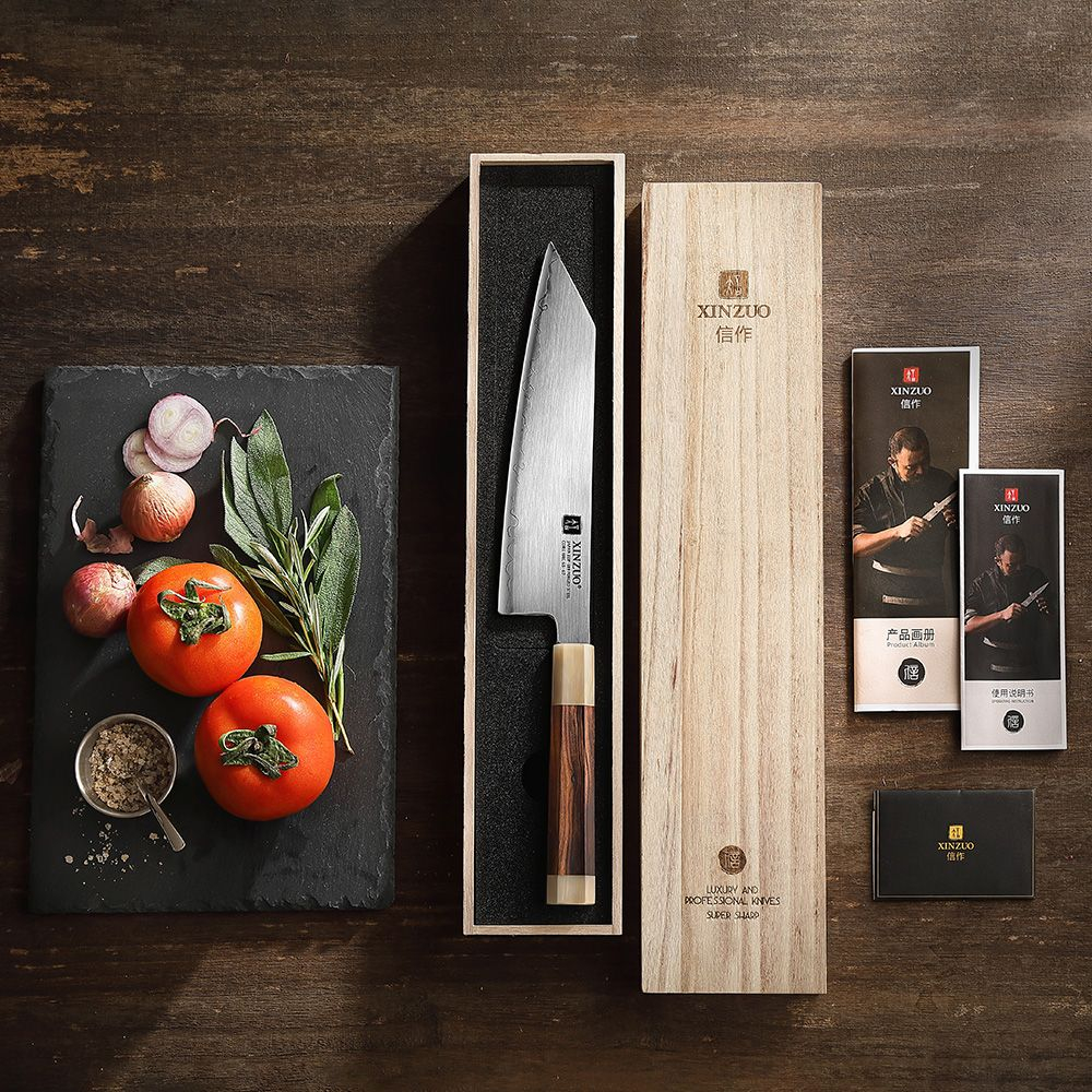Кухонный нож Xinzuo X05Z Bunka нож 8,3 дюймов клинок ZDP189 рукоять железное дерево и кость, длина лезвия 21 см