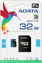 Карта памяти A-Data Premier microSDHC 32GB с адаптером (AUSDH32GUICL10A1-RA1)