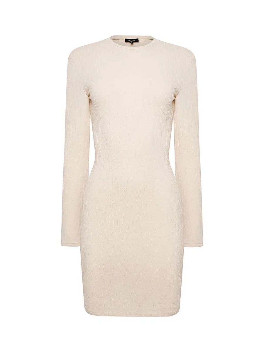 Платье из трикотажа косички мини кремовое