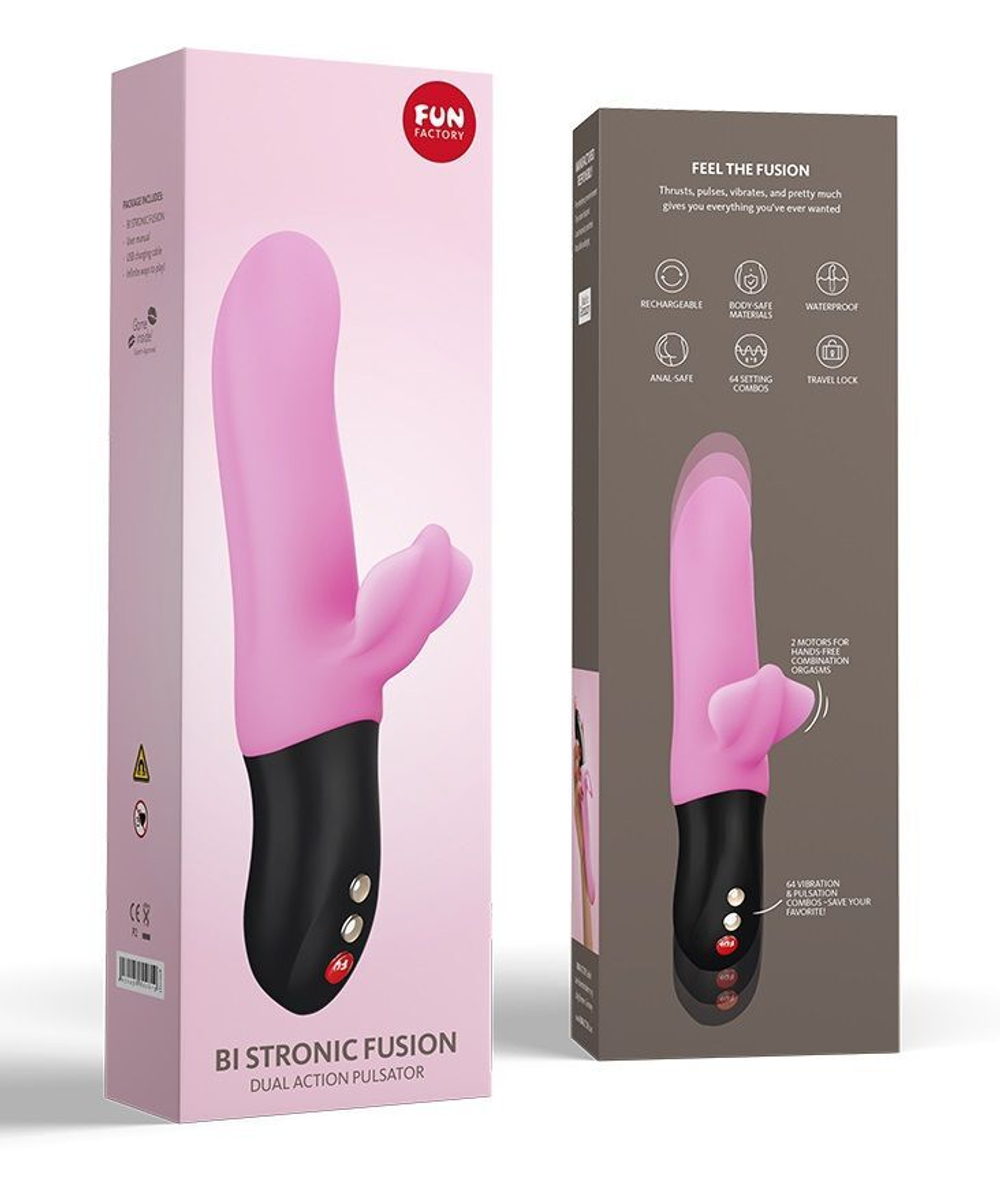 Нежно-розовый пульсатор с клиторальным лепестком Bi Stronic Fusion - 21,5 см. (Цвет: нежно-розовый)