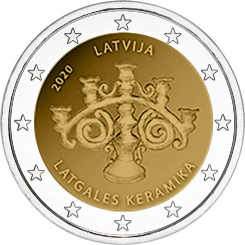 2 евро Латвия Латгальская керамика 2020 в буклете + разменные монеты в комплекте