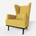 Мягкое кресло с ушами Фантазёр L-6 (Желтый), искусственный мех, на высоких ножках, для отдыха и чтения книг. В гостиную, балкон, спальню и переговорную комнату.