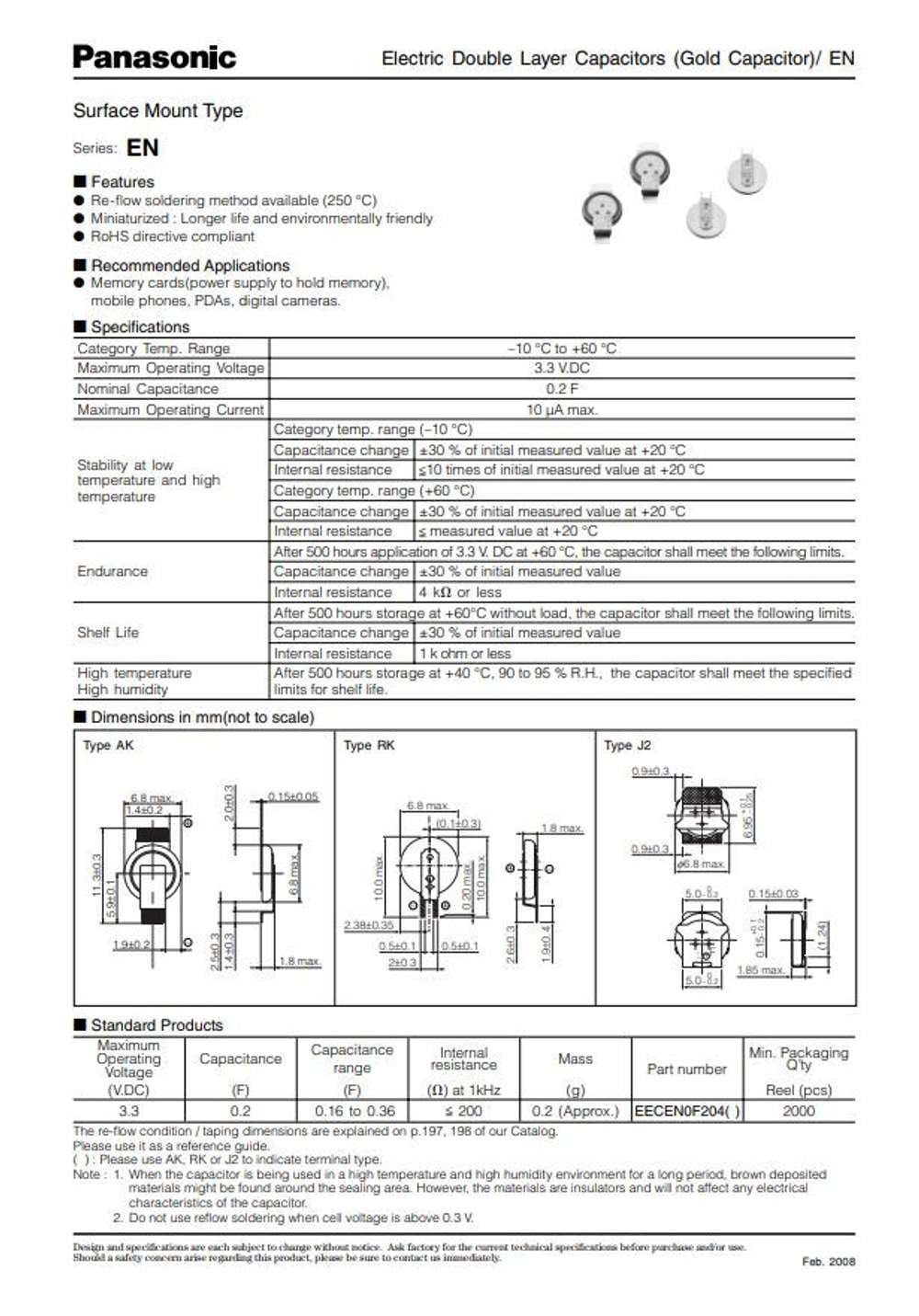 Супер конденсатор EECEN0F204AK Panasonic