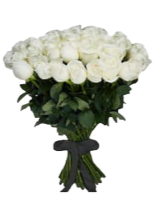 Траурный букет из живых цветов "30 белых роз"