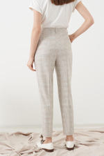 3984 Брюки женские (пепельно-бежевый клетка)