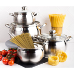 Набор посуды нерж, 12 пр, каст1.9,2.9,3.9,6,5,ковш1.9,сков 24см, индукц, Daniks, Классика, в асс, SD