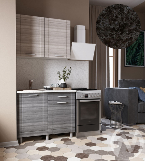 Кухня Салли 1.0м (корпус белый/сандал белый; сандал серый) 26мм кастилло темный