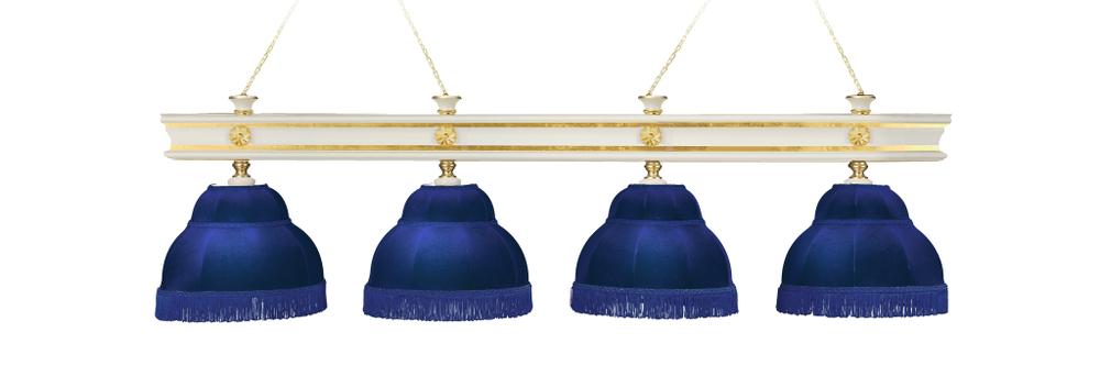 Лампа Моцарт 4пл. ясень (Blanco plumon,бархат зеленый,бахрома желтая,фурнитура золото)