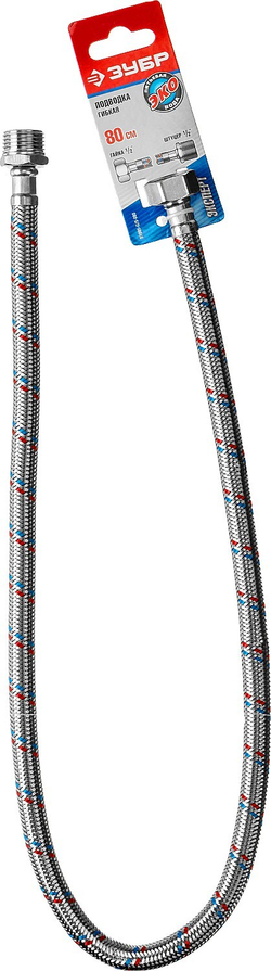 Подводка гибкая (0.3 м; 1/2"; гайка-штуцер) для воды Зубр 51005-G/S-030
