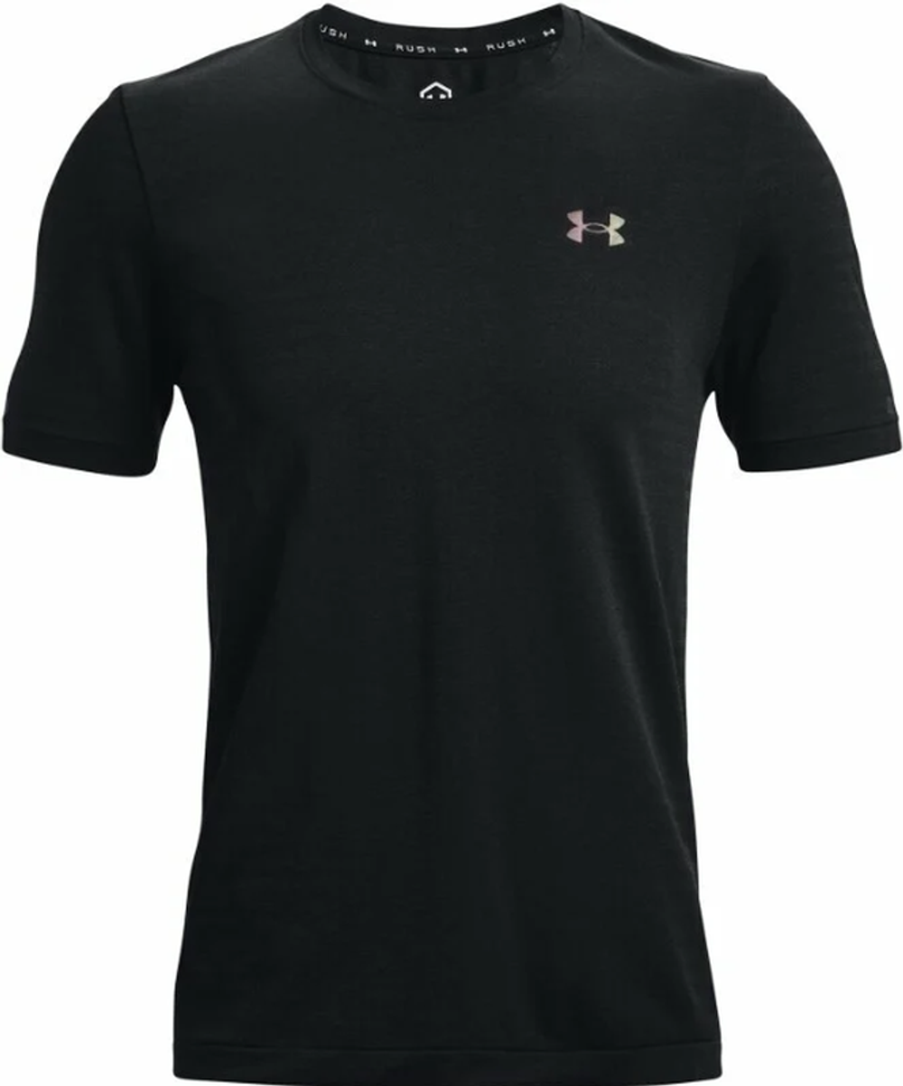 Мужская теннисная футболка Under Armour Men's UA Rush Seamless GeoSport Short Sleeve - black