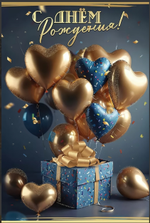 Открытка А5 "С Днём рождения!" с текстом 50000549