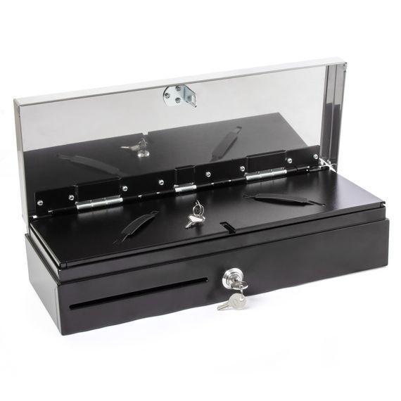 Денежный ящик POScenter 2460 460x170x100, распайка для &quot;ШТРИХ-М&quot;, черный с крышкой из нержавейки