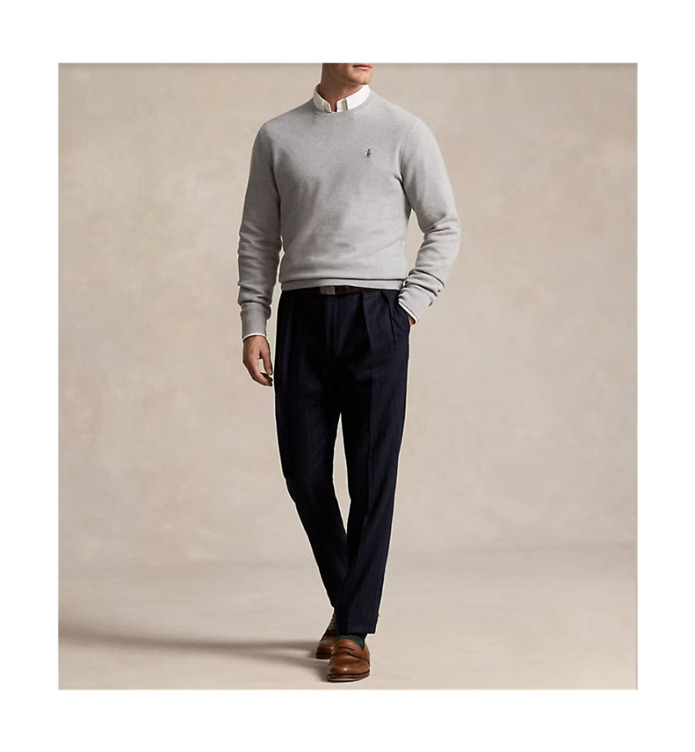 Фактурный хлопковый свитер с круглым вырезом Polo Ralph Lauren