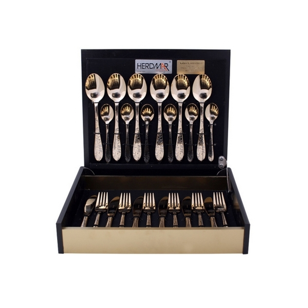 Набор столовых приборов на 6 персон 24 предмета Herdmar Atlanta Gold в коробке