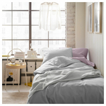 Комплект постельного белья IKEA NATTSVARMARE (НАТТСВАРМАРЕ), Односпальный, Серый, 150x200, 50x80 см