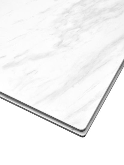 Стол BELLUNO 160 MARBLES KL-99 Белый мрамор матовый, итальянская керамика/ белый каркас