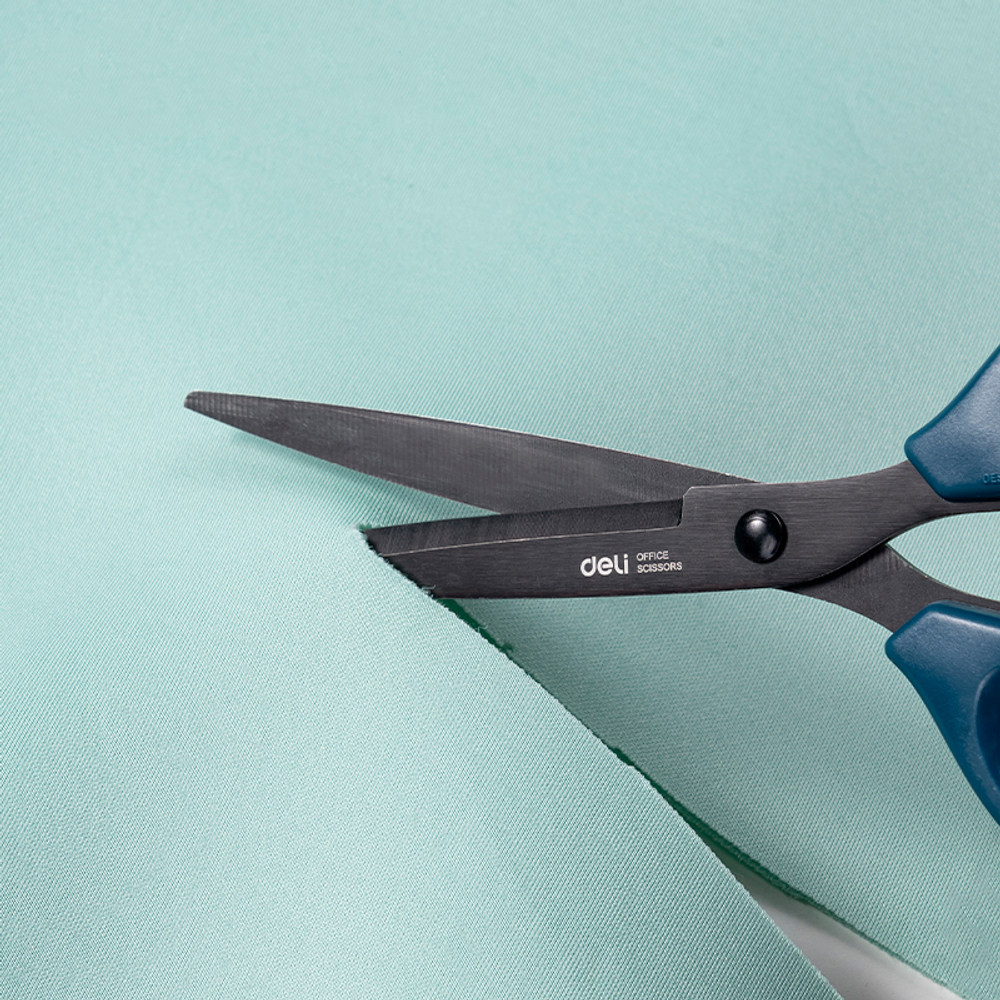 Ножницы DELI, 180 мм, с черным лезвием, пластиковые ручки, цвет ассорти