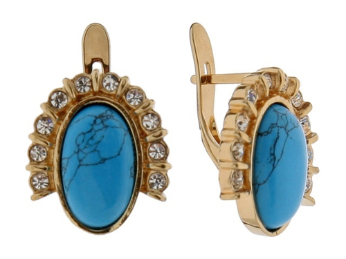 "Монблан" серьги в золотом покрытии из коллекции "Самоцветы" от Jenavi с английским замком