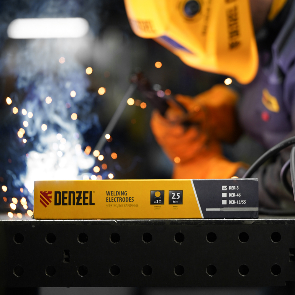 Электроды DER-3, диам. 3 мм, 2,5 кг., рутиловое покрытие Denzel
