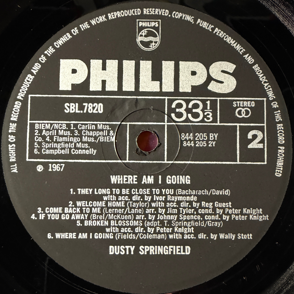 Dusty Springfield ‎– Where Am I Going (Англия 1967г.)