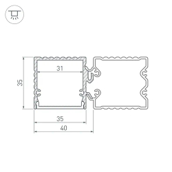 Профиль с экраном ALU-BASE-PW35S-2000 ANOD+FROST AG (Arlight, Металл) 021947