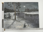 Картина "Зимний вечер". Масло.Кисти.Холст на подрамнике. Масло.31x41 см.