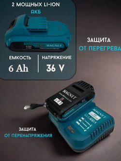 MAGNET Дрель-шуруповерт, 36 В, 2 АКБ