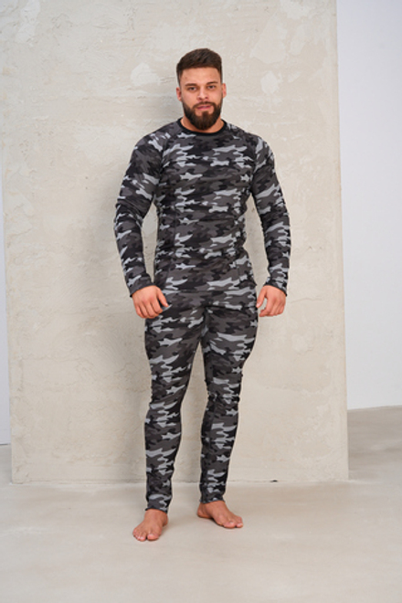 Комплект термобелья мужского двухсторонего ТМ LEGENDA черное/серый камуфляж
