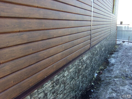 Сайдинг металлический L -Брус ХL ECOSTEEL Глянцевый 0,5мм Мореный дуб (в наличии)