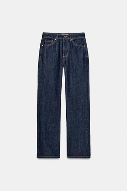 ZARA ДЖИНСЫ Z.03 ПРЯМОГО КРОЯ С ВЫСОКОЙ ПОСАДКОЙ И УДЛИНЕННЫМИ ШТАНИНАМИ, СИНИЙ